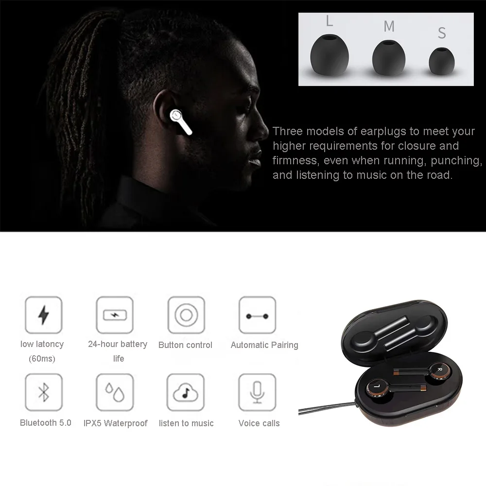2020 Nové L2 TWS Sluchátka Bezdrátová Bluetooth 5.0 sluchátka Smart Binaural Noise Reduction Sportovní Sluchátka S nabíjecí Box 3