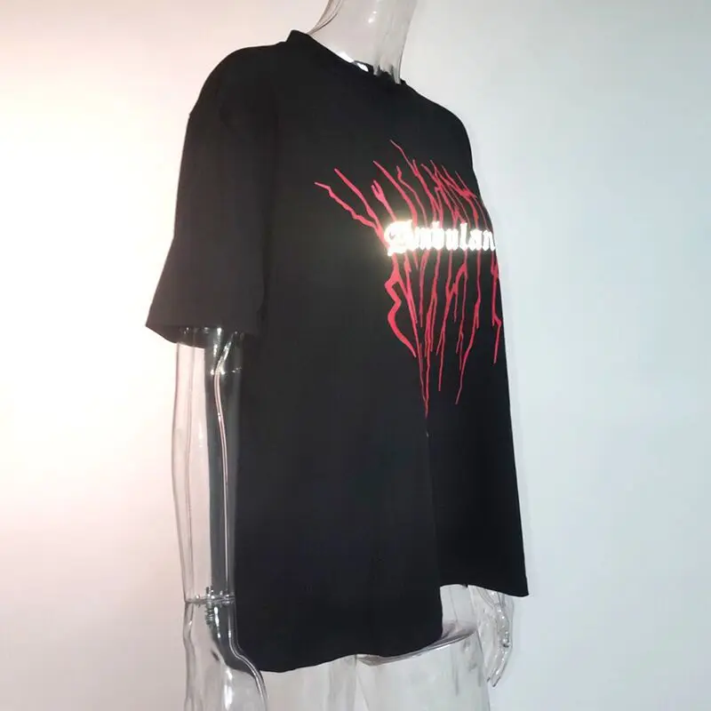 2020 Summer Grunge Punk Gothic trička Volné Streetwear Harajuku Dopis Vytisknout Módní Ženské Tričko Ležérní Estetické 2