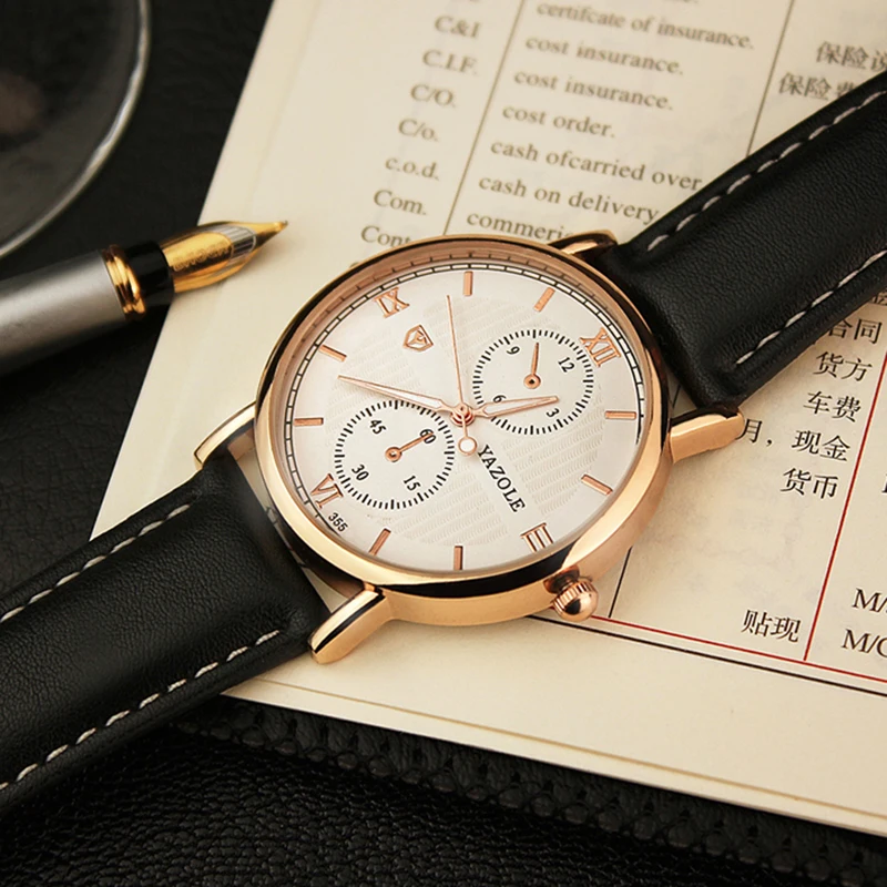 2020 Yazole Svítící Pánské Hodinky Muž Dobu Luxusní Top Značky Obchod Mužské Hodiny náramkové hodinky pro Volný čas Kůže Quartz Hodinky Relogios 3