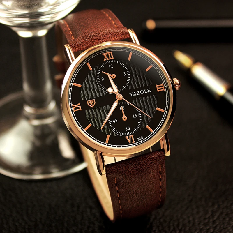 2020 Yazole Svítící Pánské Hodinky Muž Dobu Luxusní Top Značky Obchod Mužské Hodiny náramkové hodinky pro Volný čas Kůže Quartz Hodinky Relogios 5