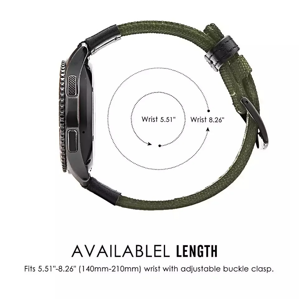 22mm Nylon s Kožené Hodinky Kapela pro Samsung S3 Jeep Vzor Plátno Hodinky Popruh Univerzální Nylon Watchband 4