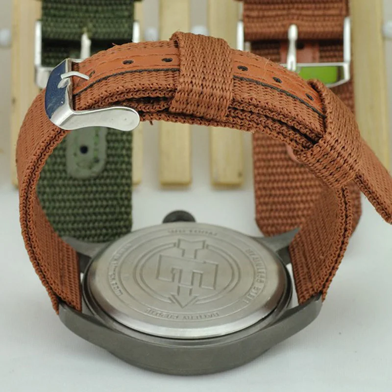 22mm Nylon s Kožené Hodinky Kapela pro Samsung S3 Jeep Vzor Plátno Hodinky Popruh Univerzální Nylon Watchband 5