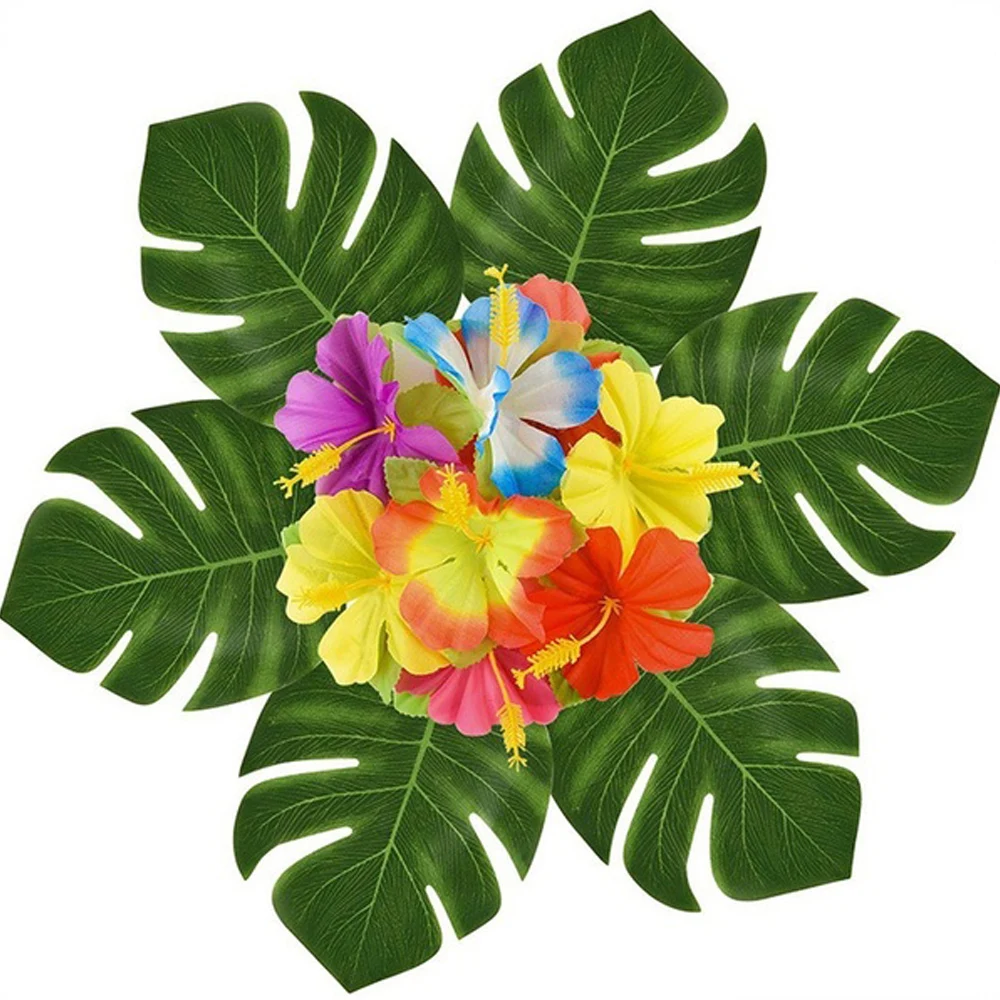 24/36/48/60ks 1 Sada Umělých Palmových Listů Tropické Svatební Aloha Luau Krásné Kreativní Party Dekorace Stolu Beach 3