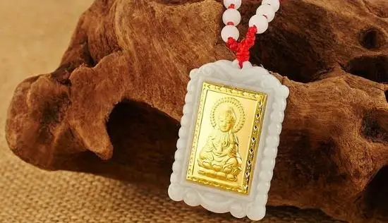 24K zlatem vykládané s jade, zlata a jadeitu, Guanyin, laughing Buddha pendantH30# 4