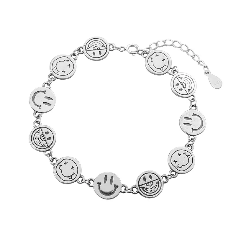 25 stříbrné úsměv přívěsek srdce odkaz řetěz ženy náramky okouzlující korálky náramek módní šperky 3