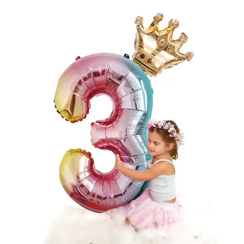 2ks 32inch Duha počet Fóliové Balónky Balón narozeniny, party dekorace děti, Rose gold, pink silver blue 0-9 Číslice míč 4