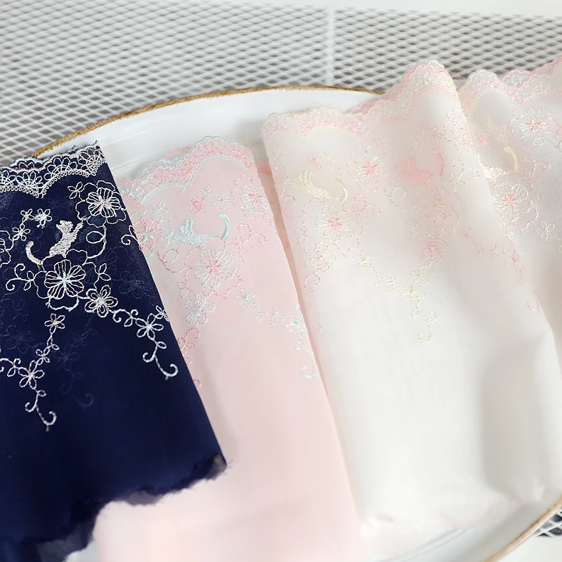 2M/hodně Široký 19,5 CM Luxusní Námořnická modrá růžová bílá jednostranné vyšívané krajky Polyester materiál šití krajky trim SC736 0