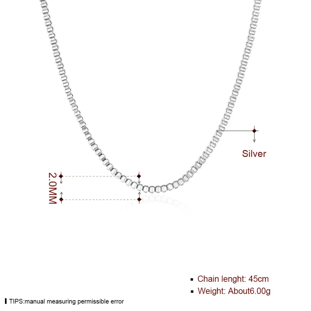 2mm, Box Řetěz Náhrdelníky pro Ženy, Muže Thomas Styl Základní Odkaz Řetězce DIY Náhrdelník Příslušenství Módní 925 Sterling Silver Šperky 4