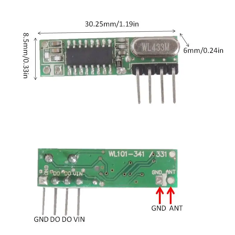 3 sady RF modul 433 mhz superhet a vysílač kit s anténou Pro Arduino uno Diy kit 433mhz Dálkové ovládání 3