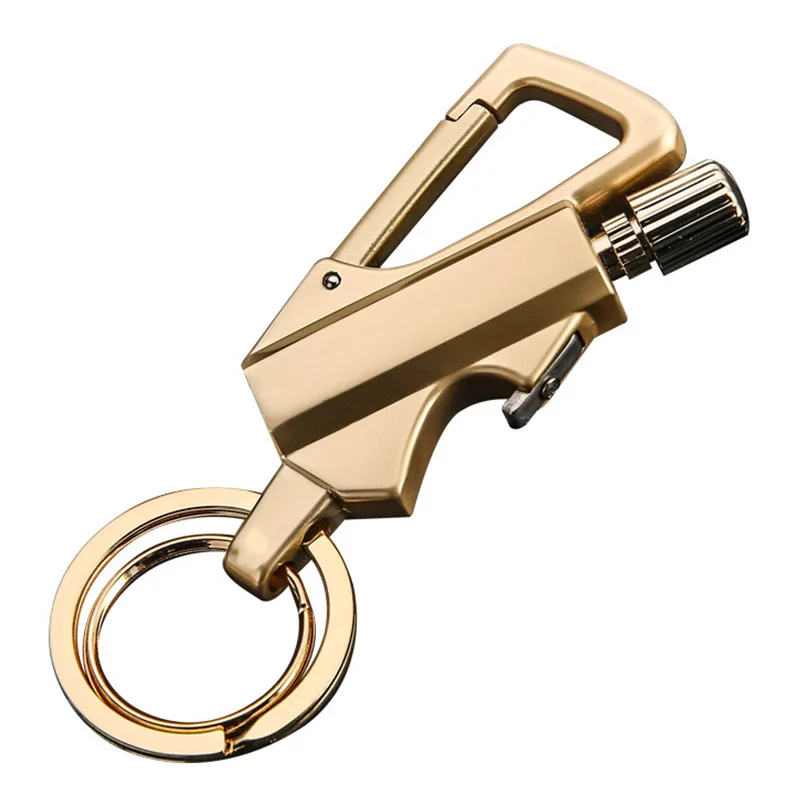 3 V 1 Multi-Funkce Keychain Sirka Venkovní Přívěsek Na Klíče Muž Oheň Vodotěsné Otvírák Přívěsek Na Klíče—Gold 5