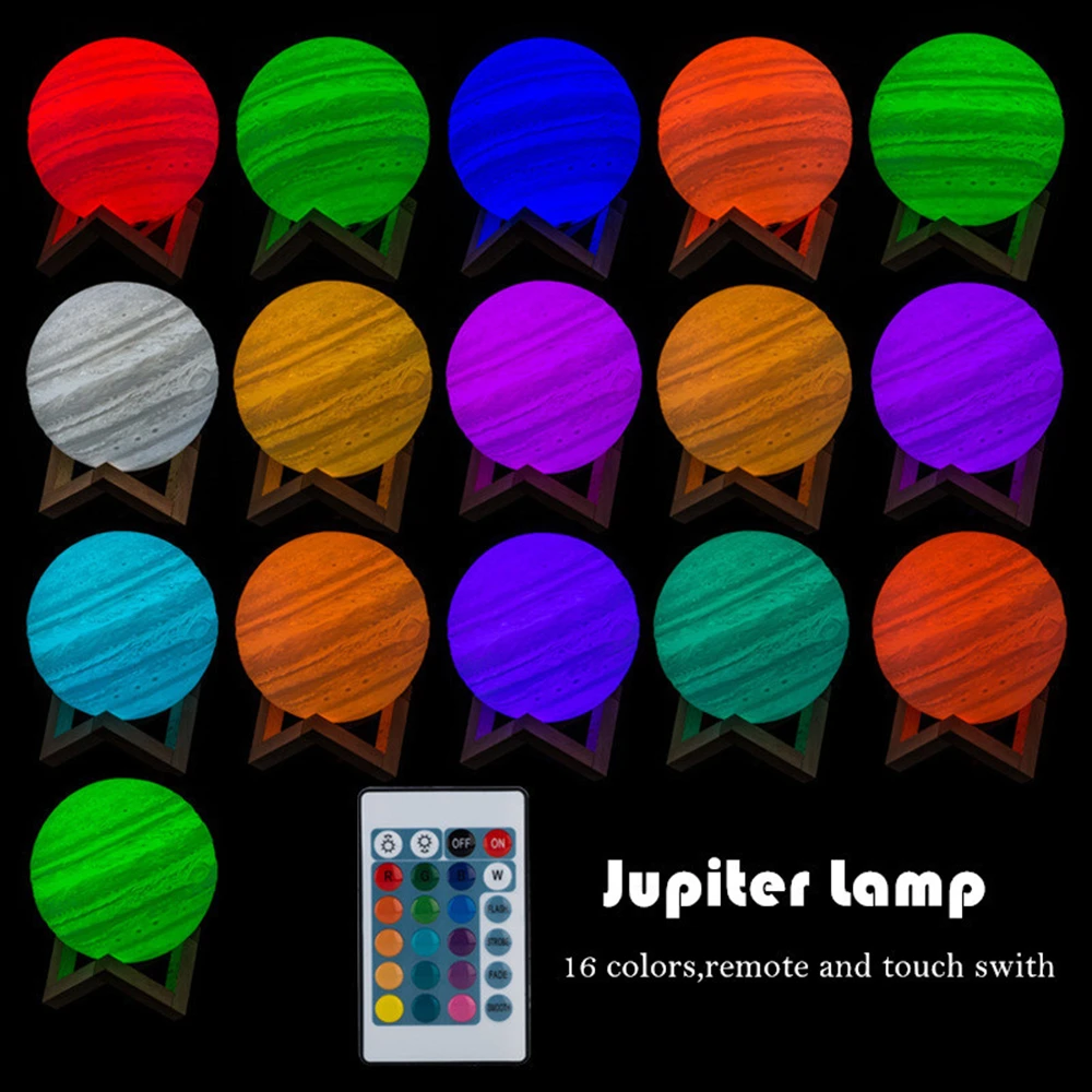 3D Noční Tisku Jupiter Svítilny USB Dobíjecí Dotykový Led Noční Světlo Domova Kreativní Dárek pro Děti Kamarád 2