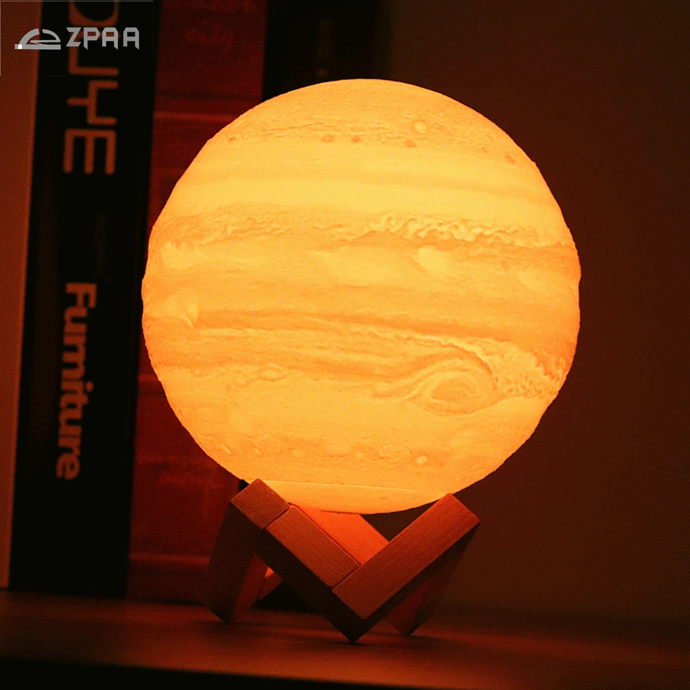 3D Noční Tisku Jupiter Svítilny USB Dobíjecí Dotykový Led Noční Světlo Domova Kreativní Dárek pro Děti Kamarád 5