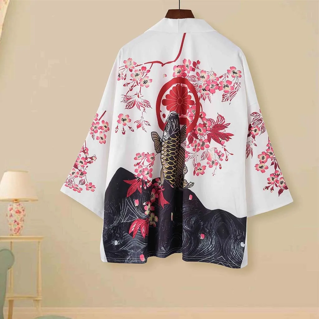 3D Tisk Japonci Muži Ženy Svetr Tradiční Kimona Japonské Kimono Yukata Asijské Oblečení Tenké Ležérní Volné Letní Tričko XXL 1