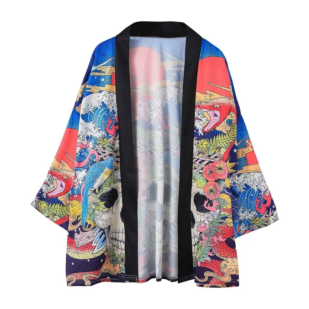 3D Tisk Japonci Muži Ženy Svetr Tradiční Kimona Japonské Kimono Yukata Asijské Oblečení Tenké Ležérní Volné Letní Tričko XXL 2