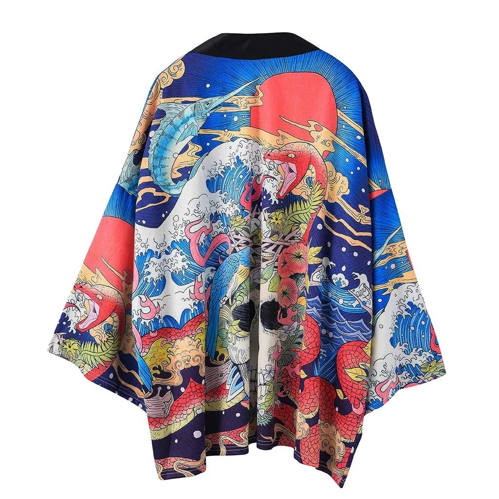 3D Tisk Japonci Muži Ženy Svetr Tradiční Kimona Japonské Kimono Yukata Asijské Oblečení Tenké Ležérní Volné Letní Tričko XXL 4