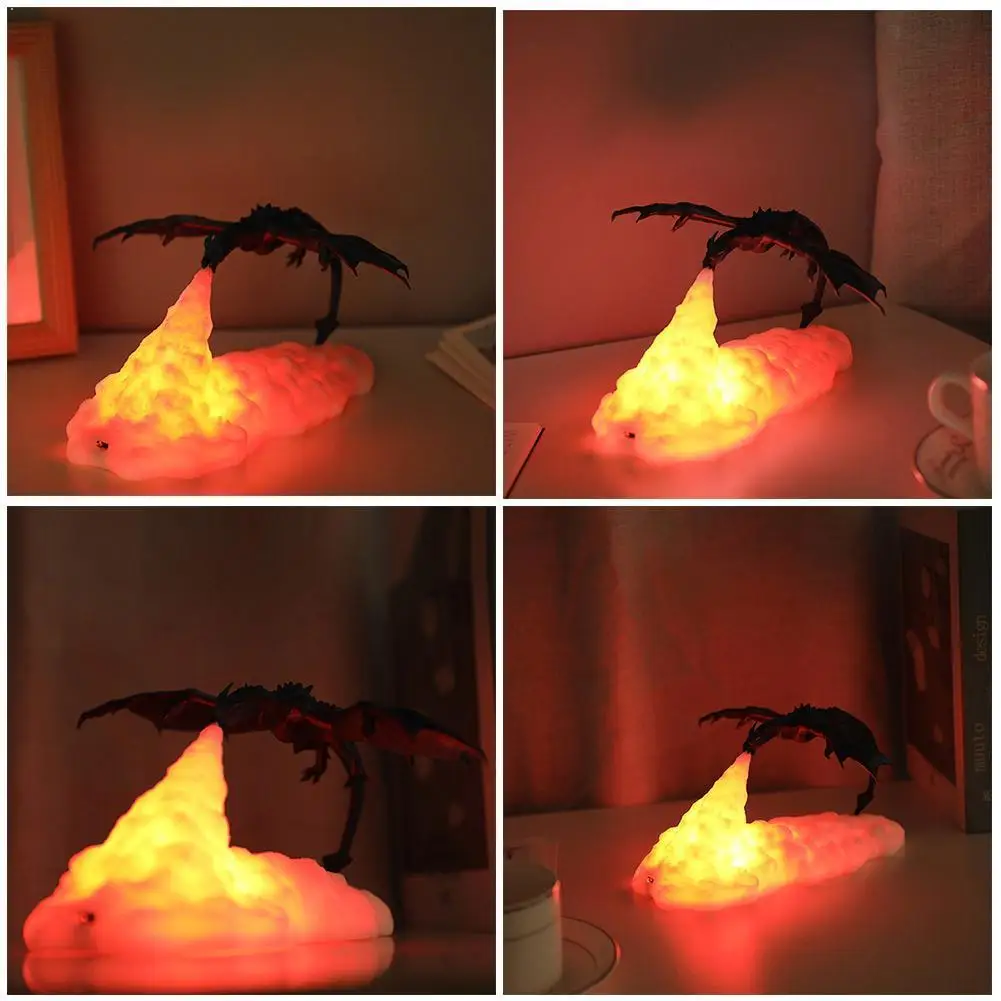 3D Tištěné VEDL ohnivý Drak Lampy, Noční Světlo, Dobíjecí Camping Světlo Pro Ložnice Dítě Pokoj Ložnice Měkké Náladu Q3V3 3
