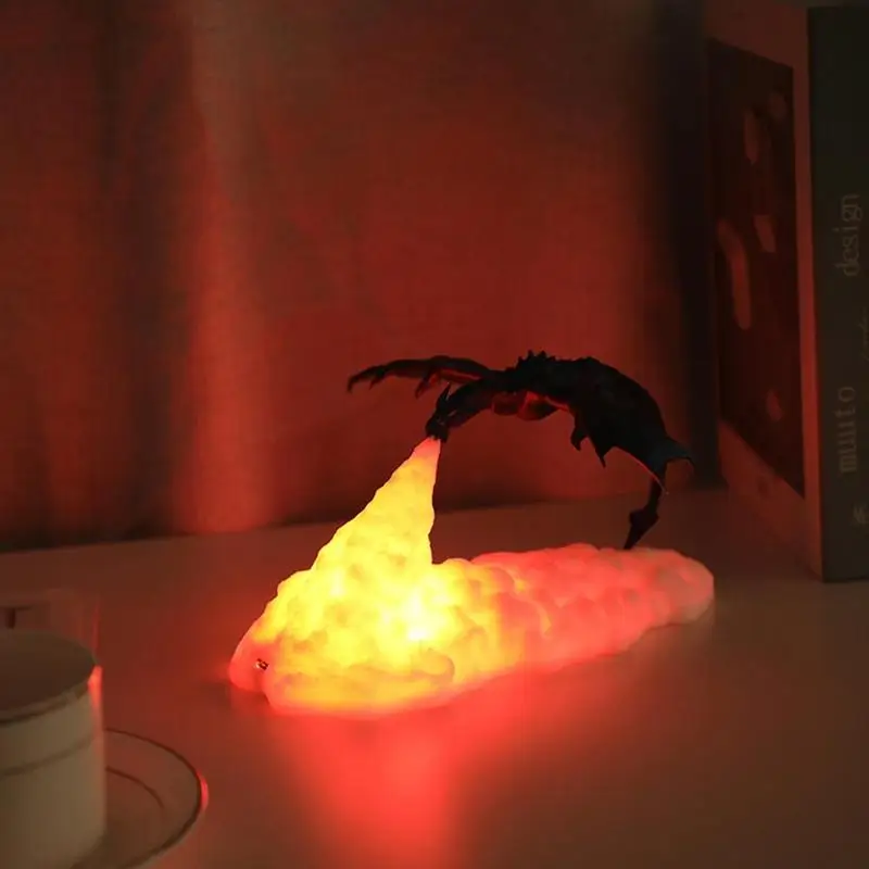 3D Tištěné VEDL ohnivý Drak Lampy, Noční Světlo, Dobíjecí Camping Světlo Pro Ložnice Dítě Pokoj Ložnice Měkké Náladu Q3V3 5