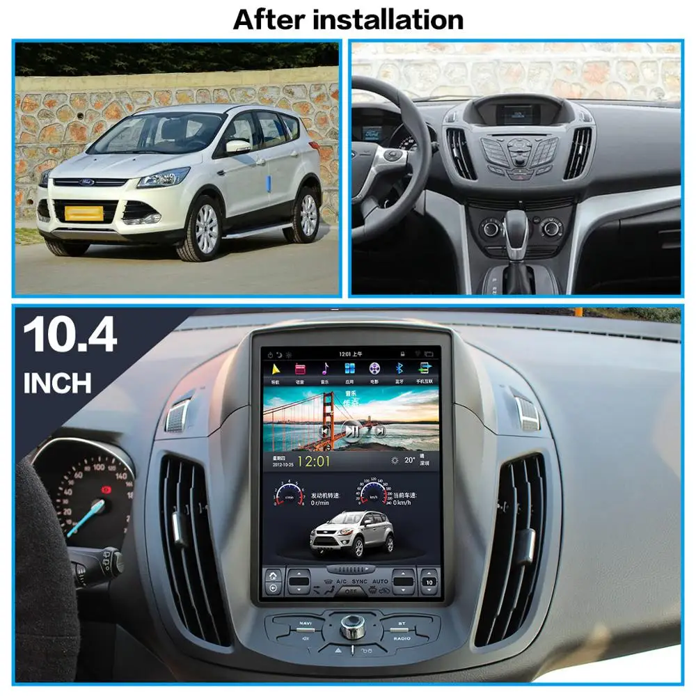 4+128 G autorádia Pro Ford Kuga 2012-2017 Android 9.0 Rádio Multimeida GPS Navigace, DVD Přehrávač Tesla hlavní Jednotka Dotykový displej DSP 3