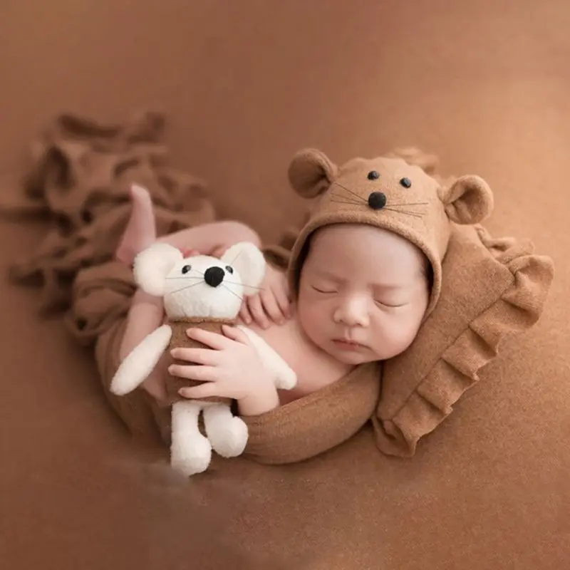 4 Ks/Set Baby Klobouk Polštář Zabalte Deku Novorozence Fotografie Rekvizity Kojenců Focení Příslušenství 2