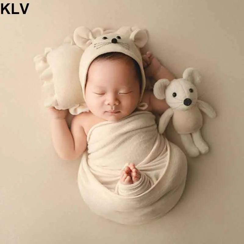 4 Ks/Set Baby Klobouk Polštář Zabalte Deku Novorozence Fotografie Rekvizity Kojenců Focení Příslušenství 3