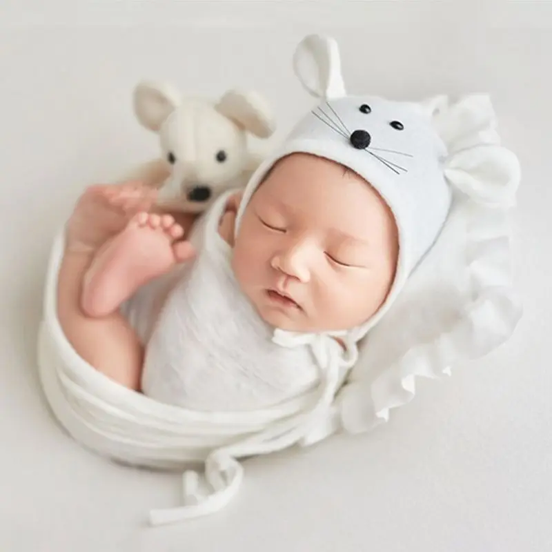 4 Ks/Set Baby Klobouk Polštář Zabalte Deku Novorozence Fotografie Rekvizity Kojenců Focení Příslušenství 5
