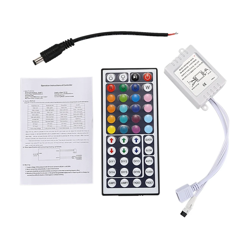 44 klíče Bezdrátové IR Dálkové ovládání s přijímačem pro 5050 3528 RGB SMD LED strip světlo 1