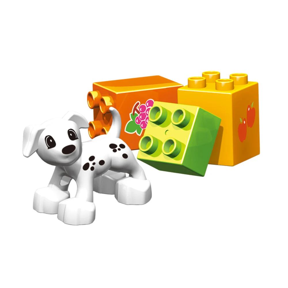 45pcs Duplo Velká Velikost Šťastný Farma Zvířat Stavební Bloky, Sady Zvířat Model Cihly Kompatibilní Duplo Hračky Pro Děti 3
