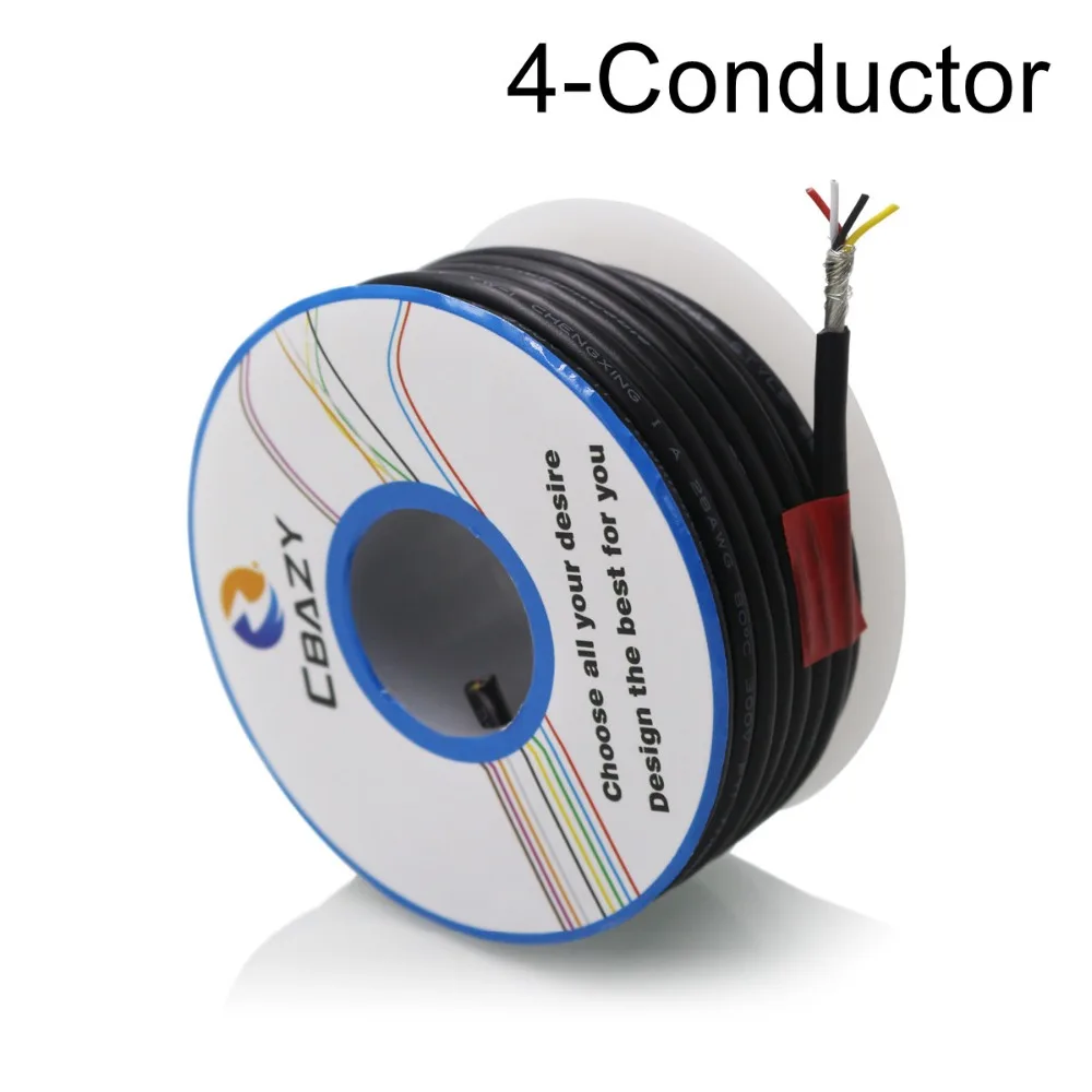 4C-Černá-6M-UL 2547 24 AWG Multi-core control kabel měděný drát stíněný audio kabel pro sluchátka kabelové vedení signálu 2