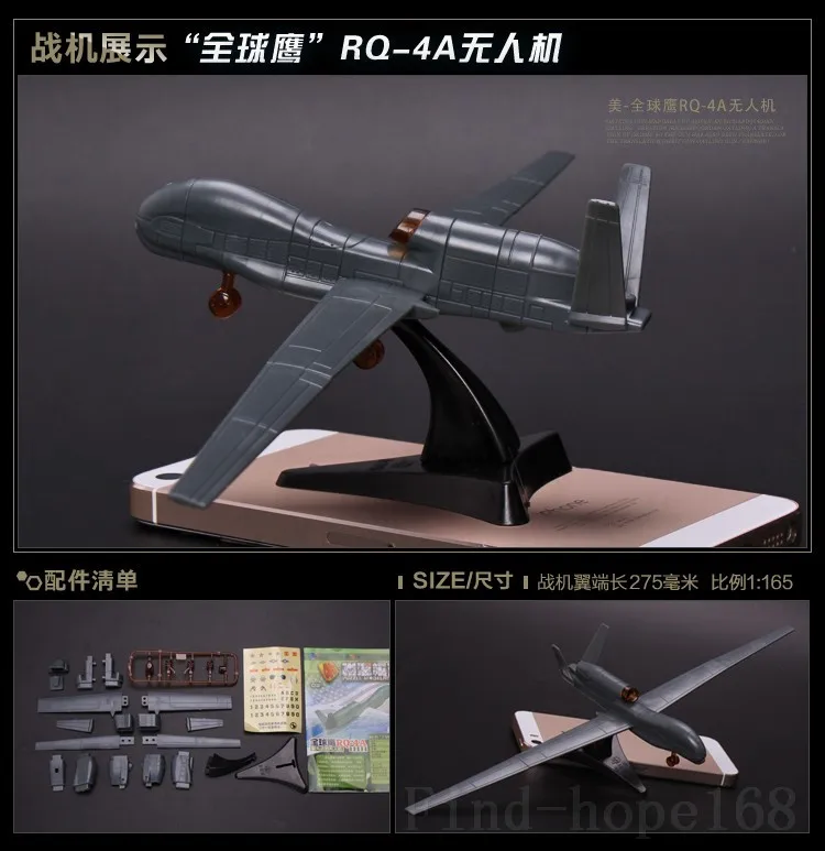 4D RQ-4A Global Hawk UAV Model Stíhacího Modelu Sestavy Puzzle Budovy Obrázek TOY 1:133 1