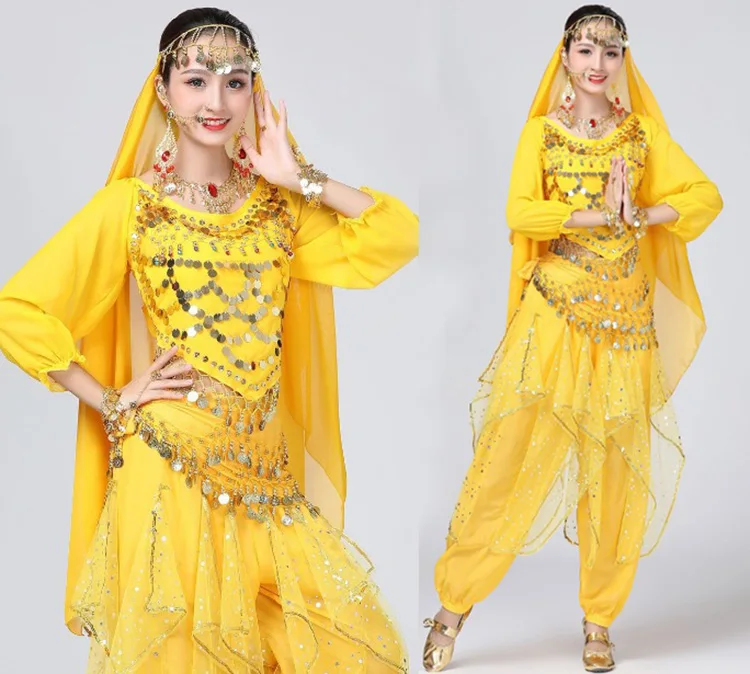 4ks/Set Žen Břišní Tanec Kostýmy Orientální Egypt Břišní Tanec Kostým Bollywood Indické Kostýmy Břišní Tanec Jevištní Oblečení 1