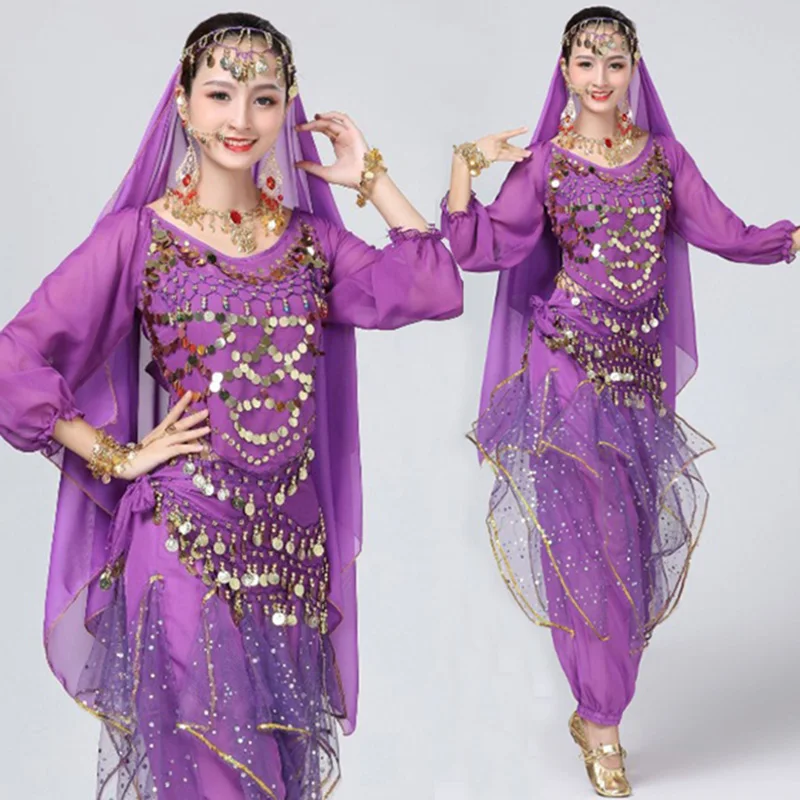 4ks/Set Žen Břišní Tanec Kostýmy Orientální Egypt Břišní Tanec Kostým Bollywood Indické Kostýmy Břišní Tanec Jevištní Oblečení 2