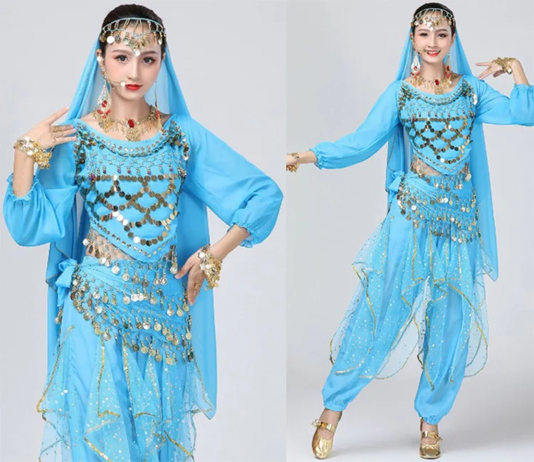 4ks/Set Žen Břišní Tanec Kostýmy Orientální Egypt Břišní Tanec Kostým Bollywood Indické Kostýmy Břišní Tanec Jevištní Oblečení 3