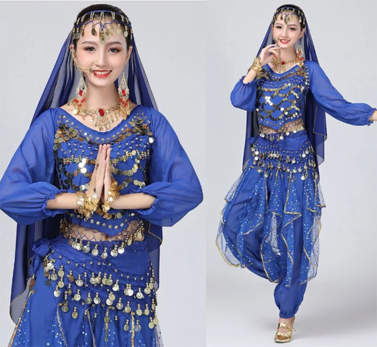 4ks/Set Žen Břišní Tanec Kostýmy Orientální Egypt Břišní Tanec Kostým Bollywood Indické Kostýmy Břišní Tanec Jevištní Oblečení 4