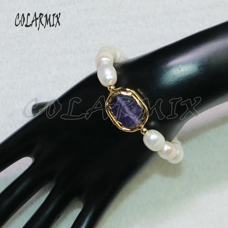 5 kusů přírodní perla náramky, sladkovodní pearl šperky mix kamenné náramek velkoobchod šperky vyráběné náramky pro ženy 9110 1