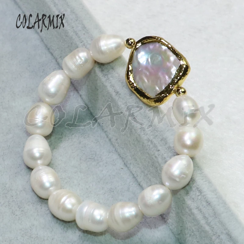 5 kusů přírodní perla náramky, sladkovodní pearl šperky mix kamenné náramek velkoobchod šperky vyráběné náramky pro ženy 9110 4