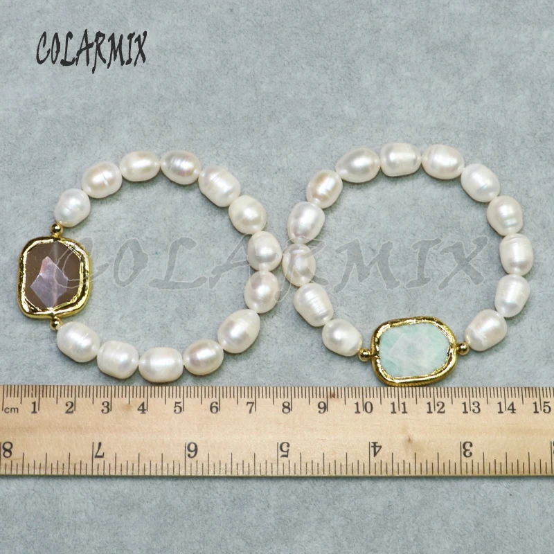 5 kusů přírodní perla náramky, sladkovodní pearl šperky mix kamenné náramek velkoobchod šperky vyráběné náramky pro ženy 9110 5