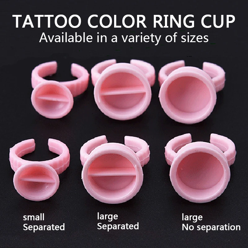 500Pcs Microblading Jednorázové Čepice Růžová Prsten Tetování Inkoust Cup Pro Tetování Jehly Dodávky Příslušenstv Permanentní Make-up Tetování Nástroj 1