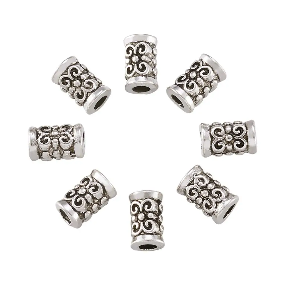 50pc Tibetské Stříbro Alloy Tube Korálky Volné Distanční Korálky Pro Šperky Náramek Spojuje Výrobu Ručně vyráběné Hole: 2mm 5