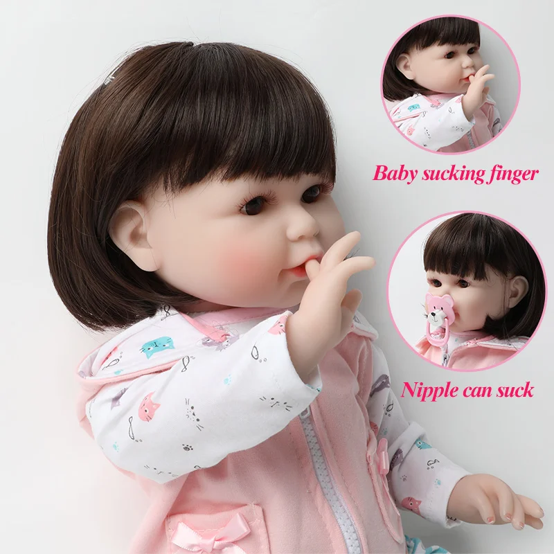 56cm Bebe Silikonové Reborn Panenky 22 Palcový Živý Batole Realistické Realistické Skutečné Dlouhé Vlasy Dívka Baby Doll Hračky pro Děti 1