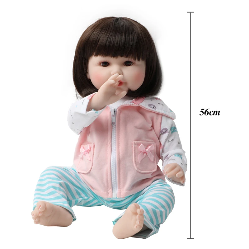 56cm Bebe Silikonové Reborn Panenky 22 Palcový Živý Batole Realistické Realistické Skutečné Dlouhé Vlasy Dívka Baby Doll Hračky pro Děti 2
