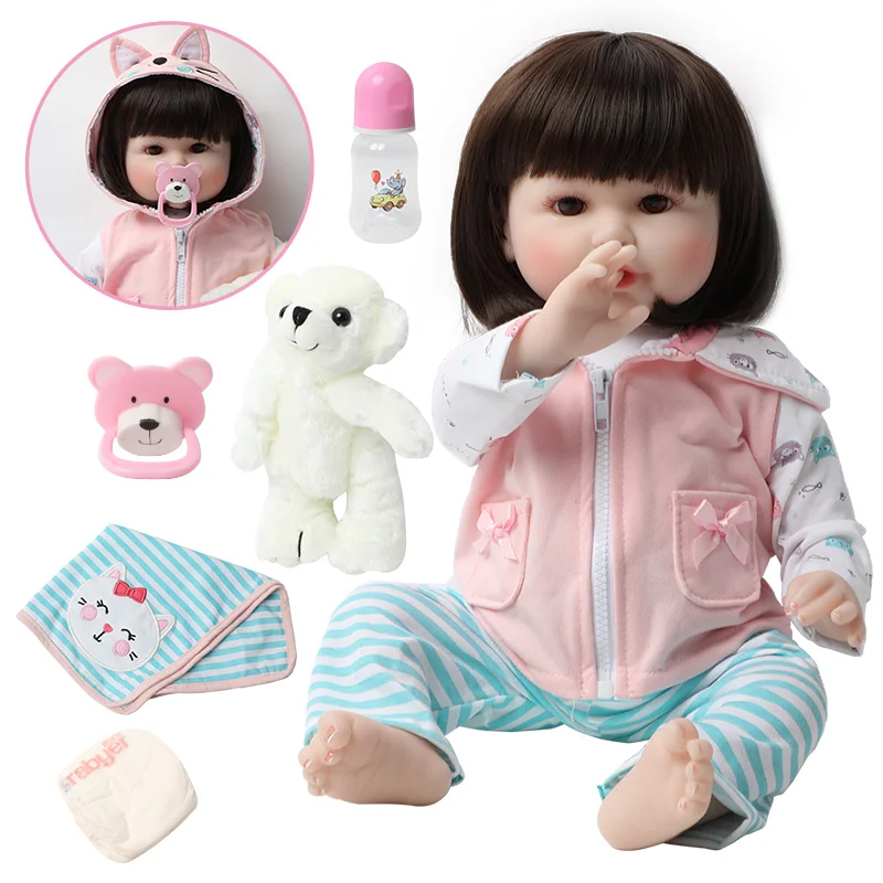 56cm Bebe Silikonové Reborn Panenky 22 Palcový Živý Batole Realistické Realistické Skutečné Dlouhé Vlasy Dívka Baby Doll Hračky pro Děti 3