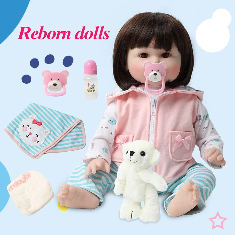 56cm Bebe Silikonové Reborn Panenky 22 Palcový Živý Batole Realistické Realistické Skutečné Dlouhé Vlasy Dívka Baby Doll Hračky pro Děti 5