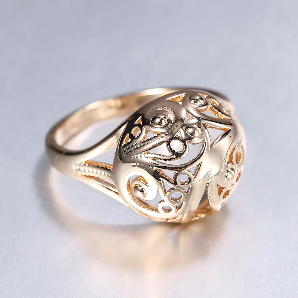 585 Růžové Zlato Kolem Víří vystřihnout Míč Vzor Prsteny pro Ženy, Dívky, Svatební Party Elegantní Šperky GR71 0