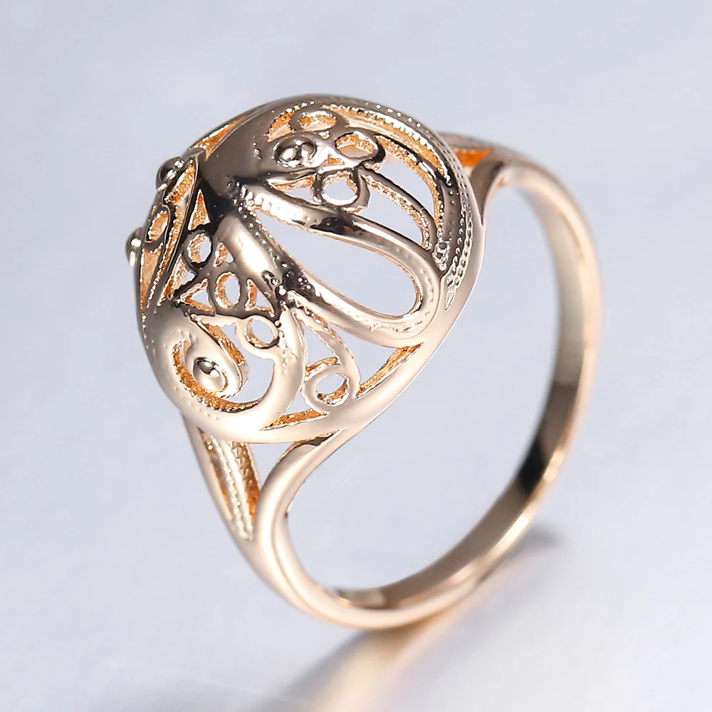 585 Růžové Zlato Kolem Víří vystřihnout Míč Vzor Prsteny pro Ženy, Dívky, Svatební Party Elegantní Šperky GR71 1
