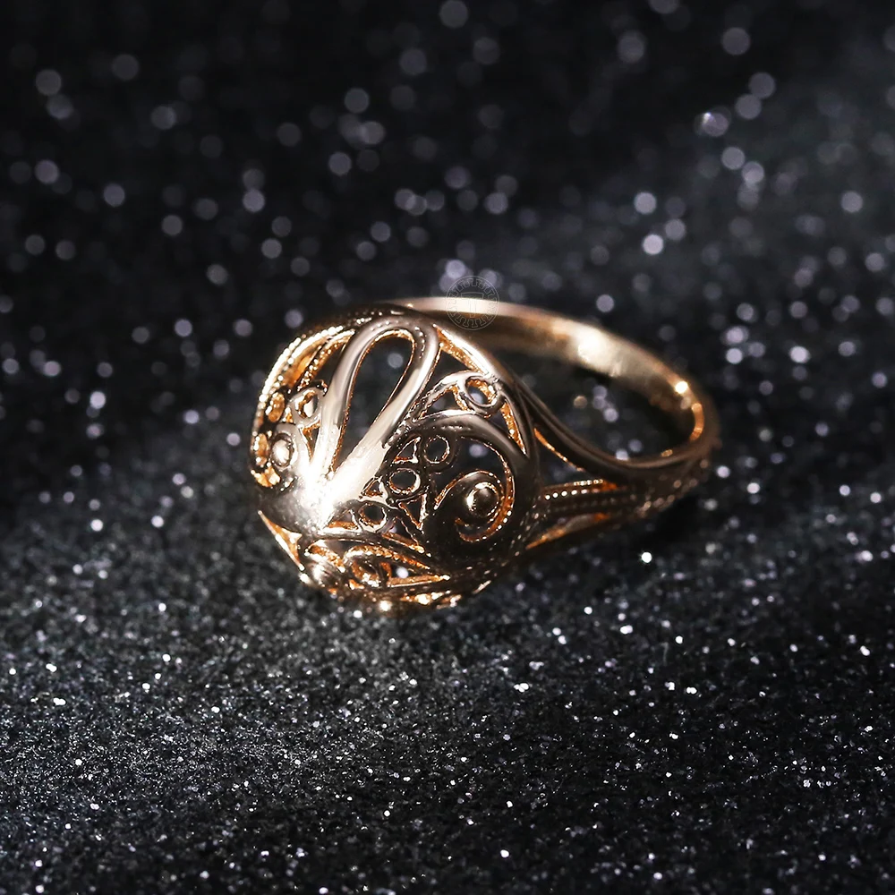 585 Růžové Zlato Kolem Víří vystřihnout Míč Vzor Prsteny pro Ženy, Dívky, Svatební Party Elegantní Šperky GR71 3