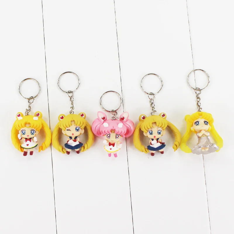 5kusů/Lot Sailor Moon Obrázek Hračky Tsukino Svatební Šaty Serenity Docela Guardian Model Panenky, Přívěsky, Klíčenky 4