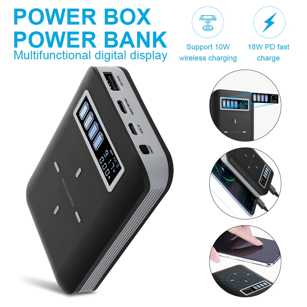 5V/2A Power Bank Bezdrátová nabíjecí 18650 Baterie LED Světlo Power box Přenosný Telefon USB Rychlá Nabíječka pro Xiaomi Mi IPhone 3