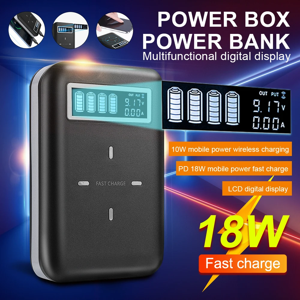 5V/2A Power Bank Bezdrátová nabíjecí 18650 Baterie LED Světlo Power box Přenosný Telefon USB Rychlá Nabíječka pro Xiaomi Mi IPhone 5