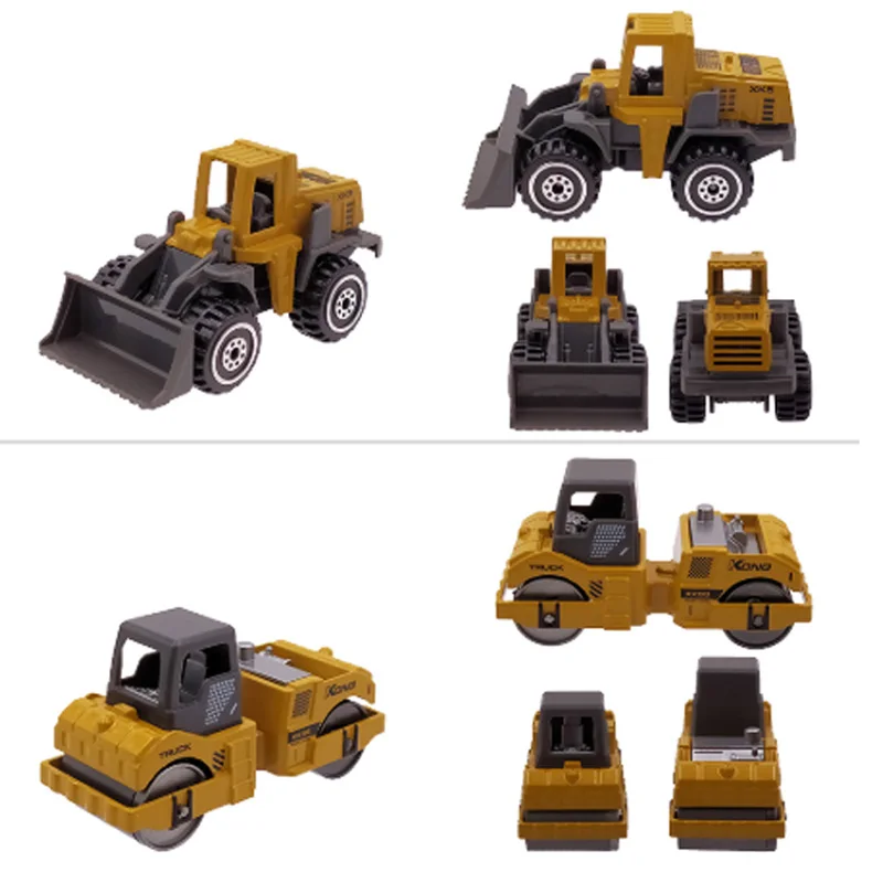 6 Ks Slitiny Mini Inženýrství Auto Model 6In1 1:64 Kovové Diecast Inženýrství Hračky, Vozidla, Auta, Hračky sklápěč Vysokozdvižný vozík Bagr 5