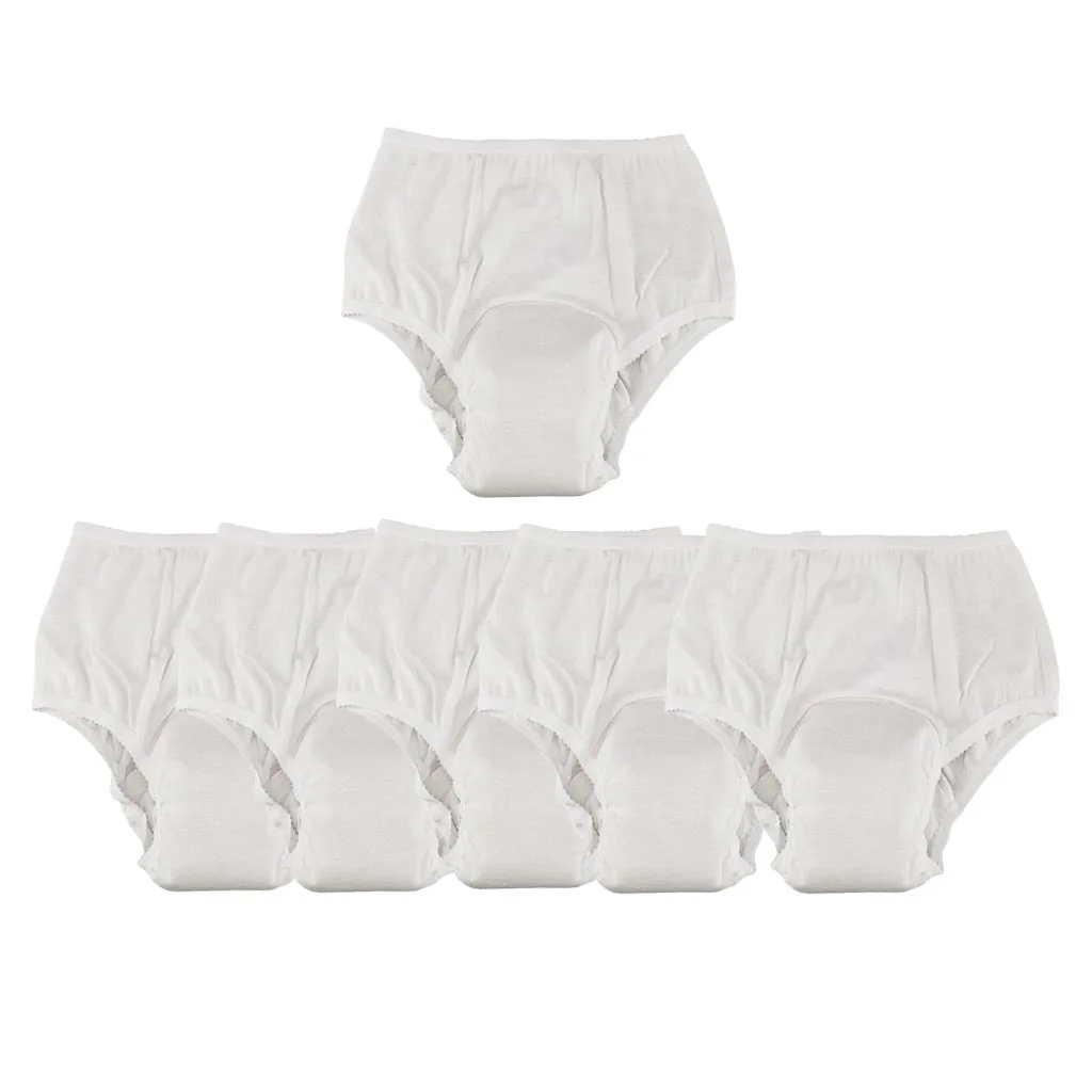 6ks Bílé Bavlněné Starší Prodyšné Inkontinenční spodní Prádlo Pacienta Podpory XXL 0